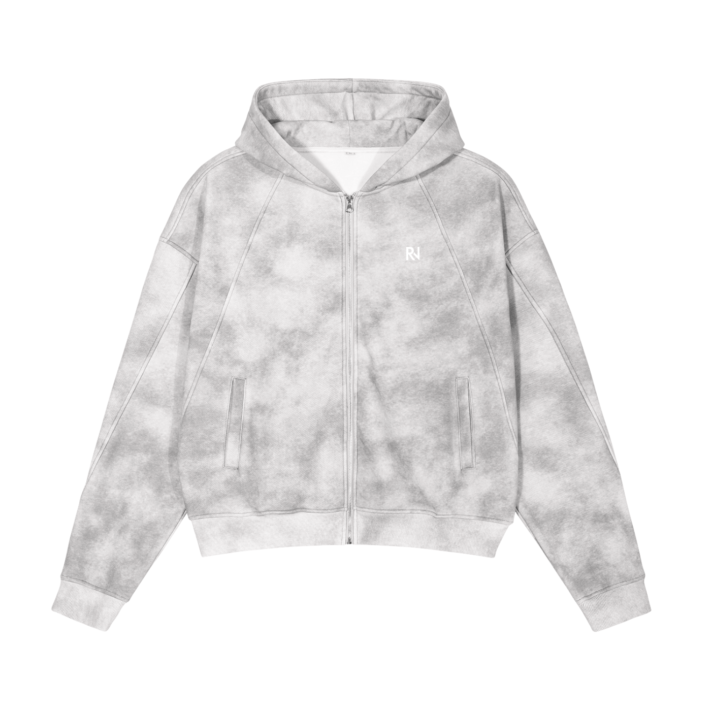Ropa Nova dirty Washed Boxy Zip-up Fleece Hoodie