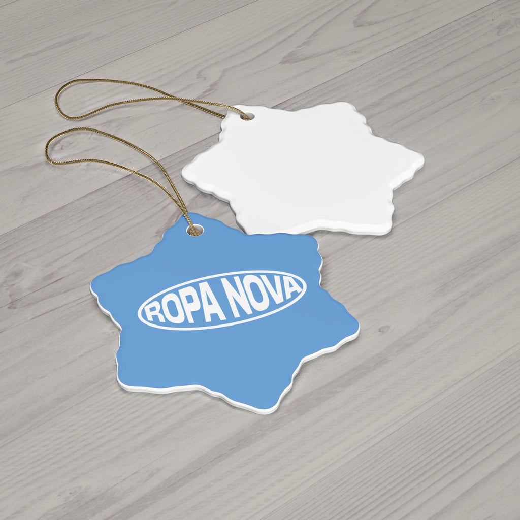 Ropa Nova Ceramic Star Ornament — Retro Logo Holiday Decoration