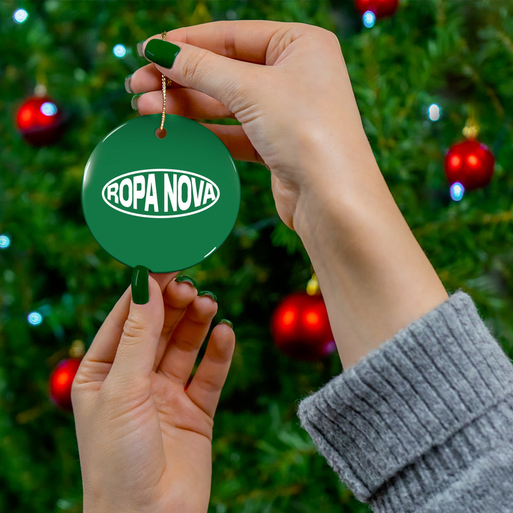 Ropa Nova Ceramic Star Ornament — Retro Logo Holiday Decoration