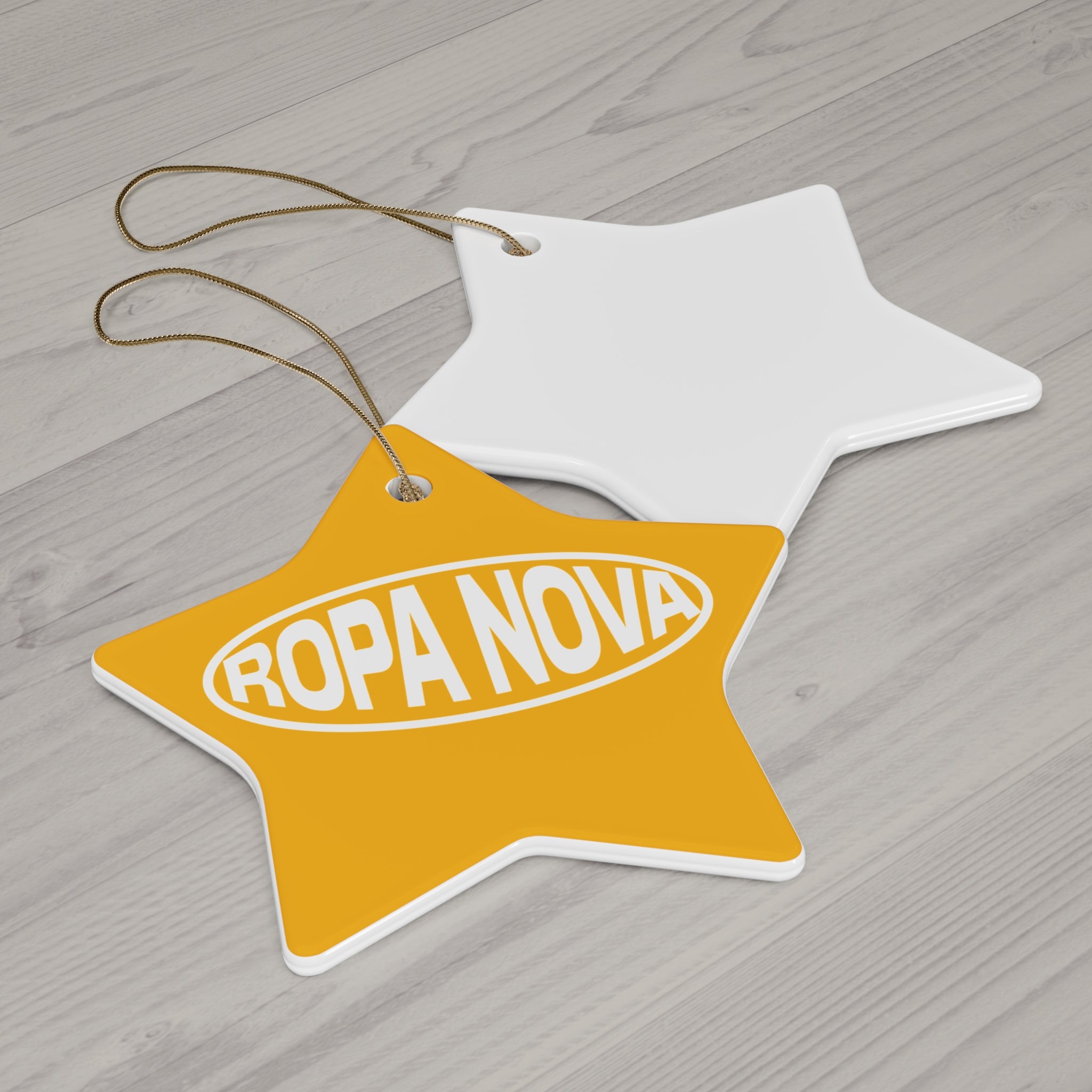Ropa Nova Ceramic Star Ornament — Retro Logo Holiday Decoration