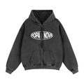 Greatness Snow washed Zip up hoodie (white)