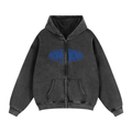 Greatness Snow washed Zip up hoodie (blue)