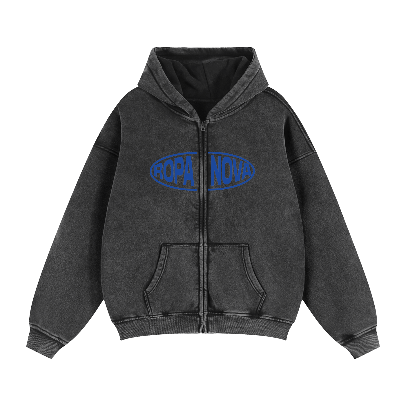 Greatness Snow washed Zip up hoodie (blue)