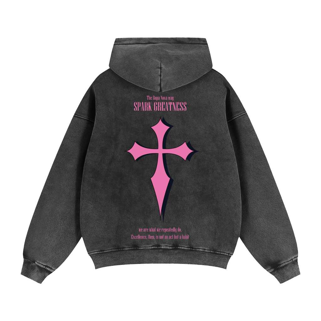 Greatness Snow washed Zip-up hoodie (Pink)