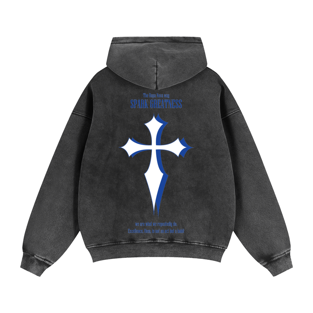 Greatness Snow washed Zip up hoodie (blue)