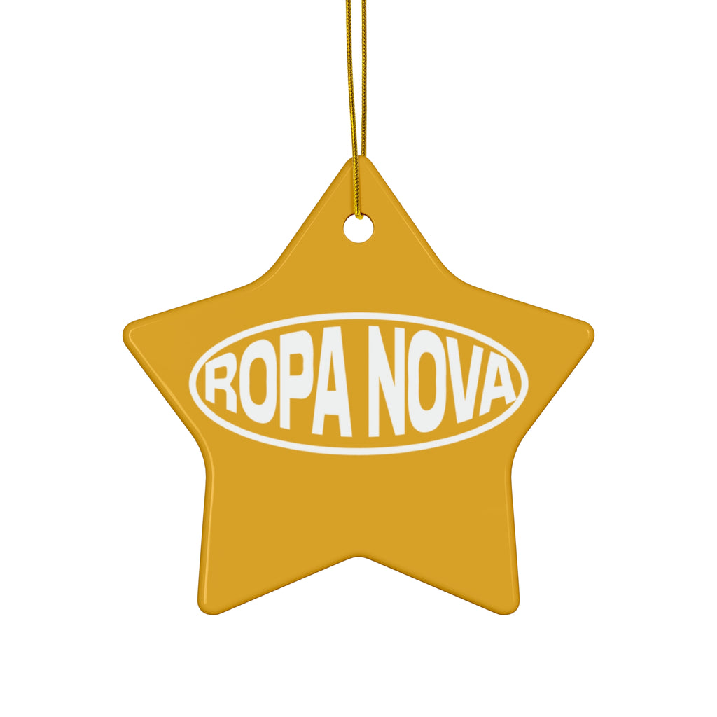Ropa Nova Ceramic Star Ornament — Retro Logo Holiday Decoration
