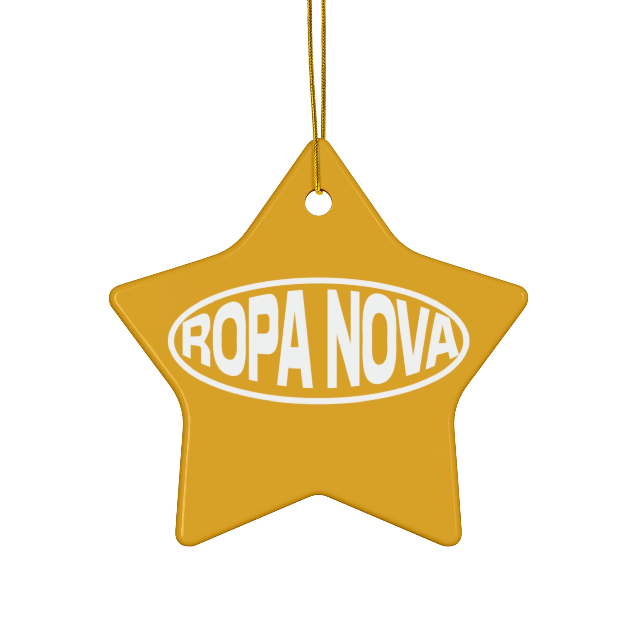 Ropa Nova Ceramic Star Ornament — Retro Logo Holiday Decoration