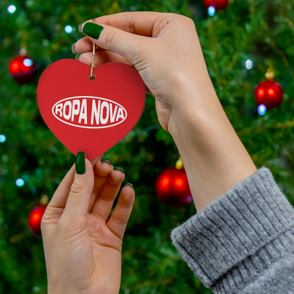 Ropa Nova Ceramic Star Ornament — Retro Logo Holiday Decoration