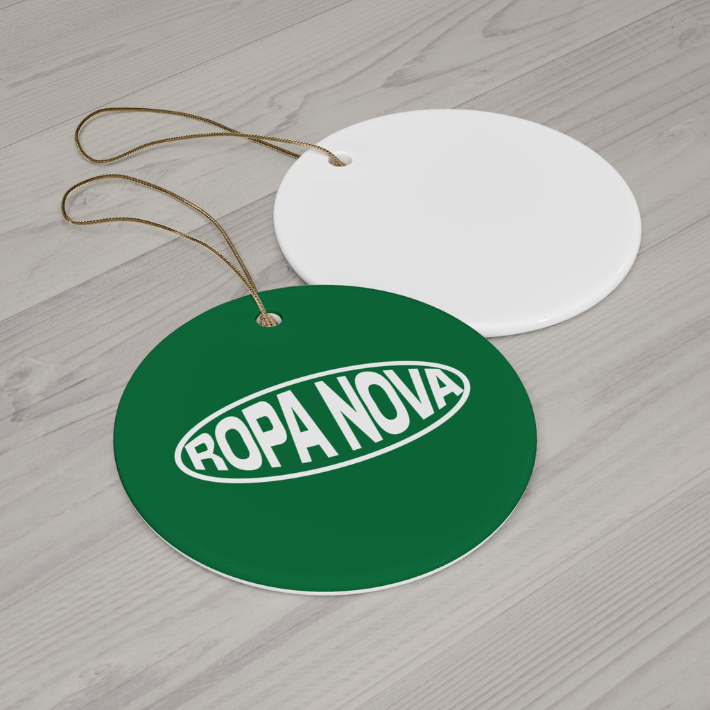 Ropa Nova Ceramic Star Ornament — Retro Logo Holiday Decoration