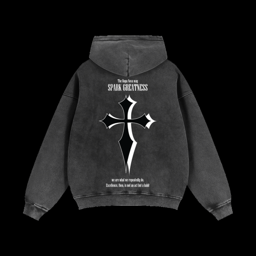 Greatness Snow washed Zip up hoodie (white)