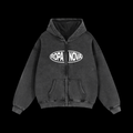 Greatness Snow washed Zip up hoodie (white)