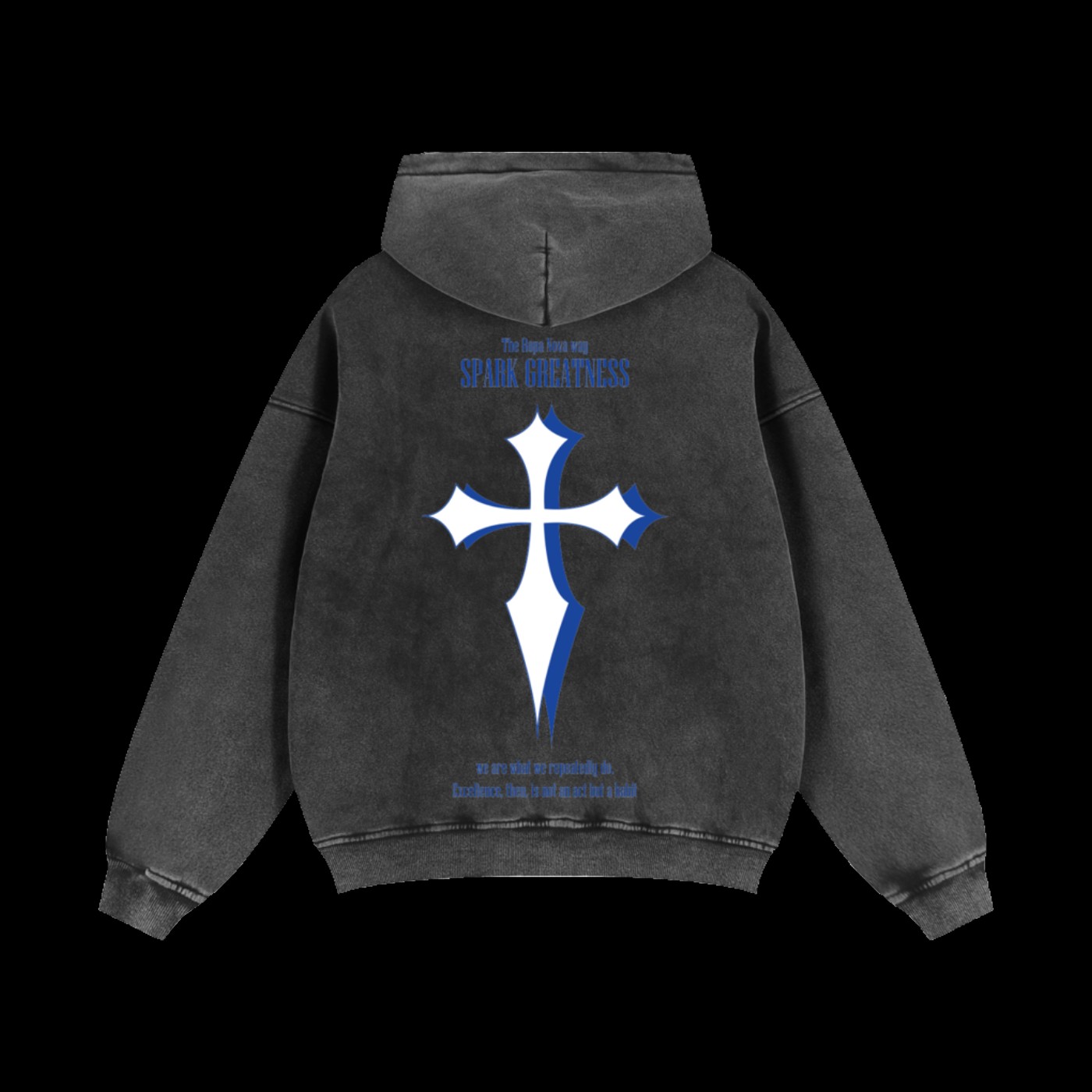 Greatness Snow washed Zip up hoodie (blue)