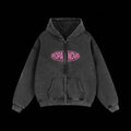 Greatness Snow washed Zip-up hoodie (Pink)