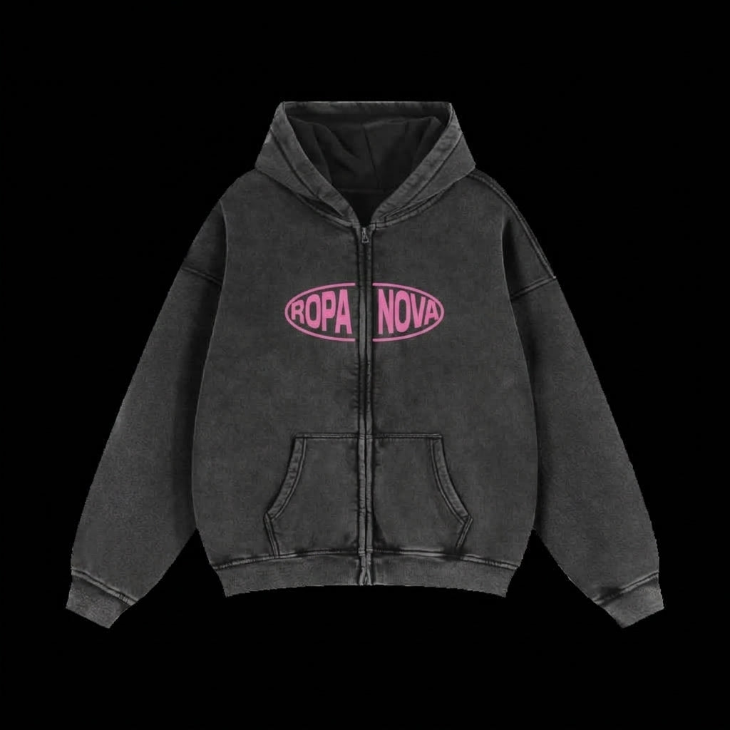 Greatness Snow washed Zip-up hoodie (Pink)