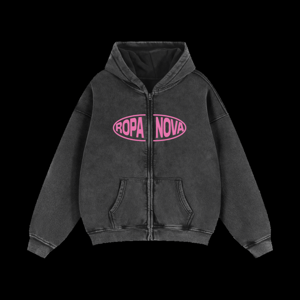 Greatness Snow washed Zip-up hoodie (Pink)