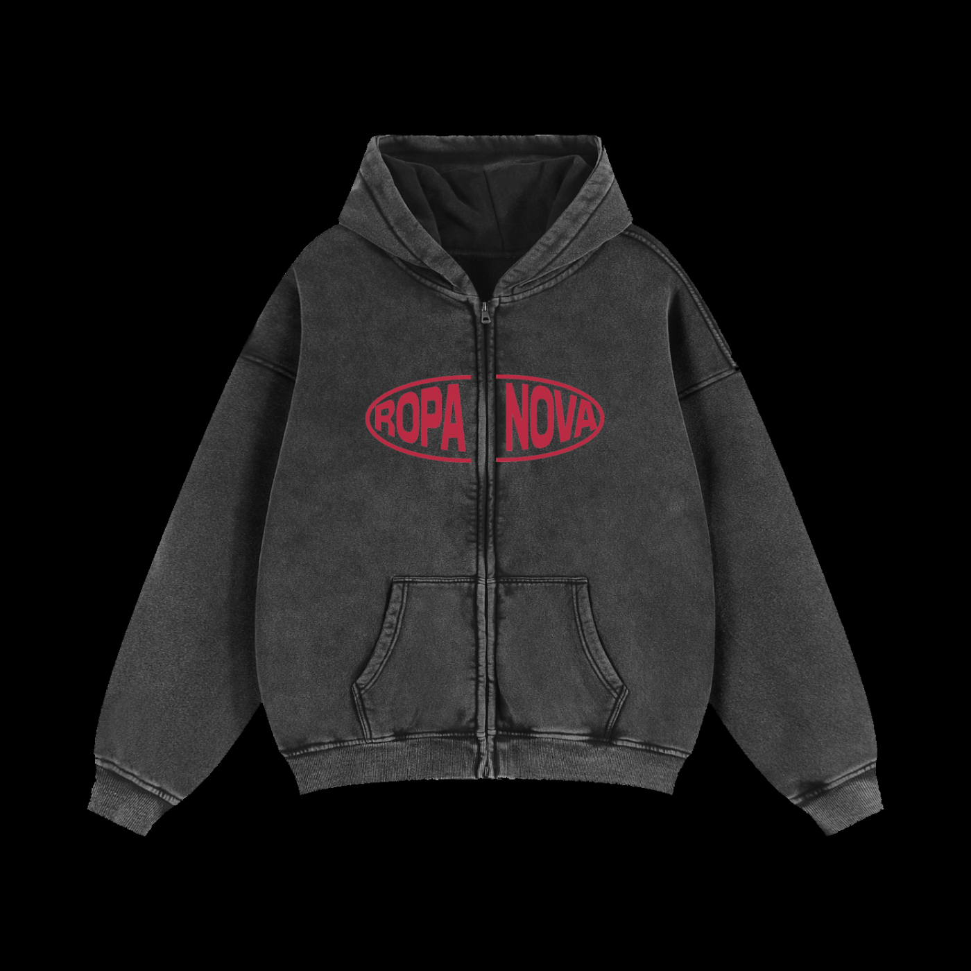 Greatness Snow washed Zip up Hoodie (Red)