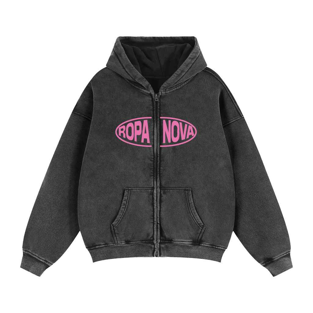 Greatness Snow washed Zip-up hoodie (Pink)
