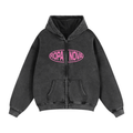 Greatness Snow washed Zip-up hoodie (Pink)